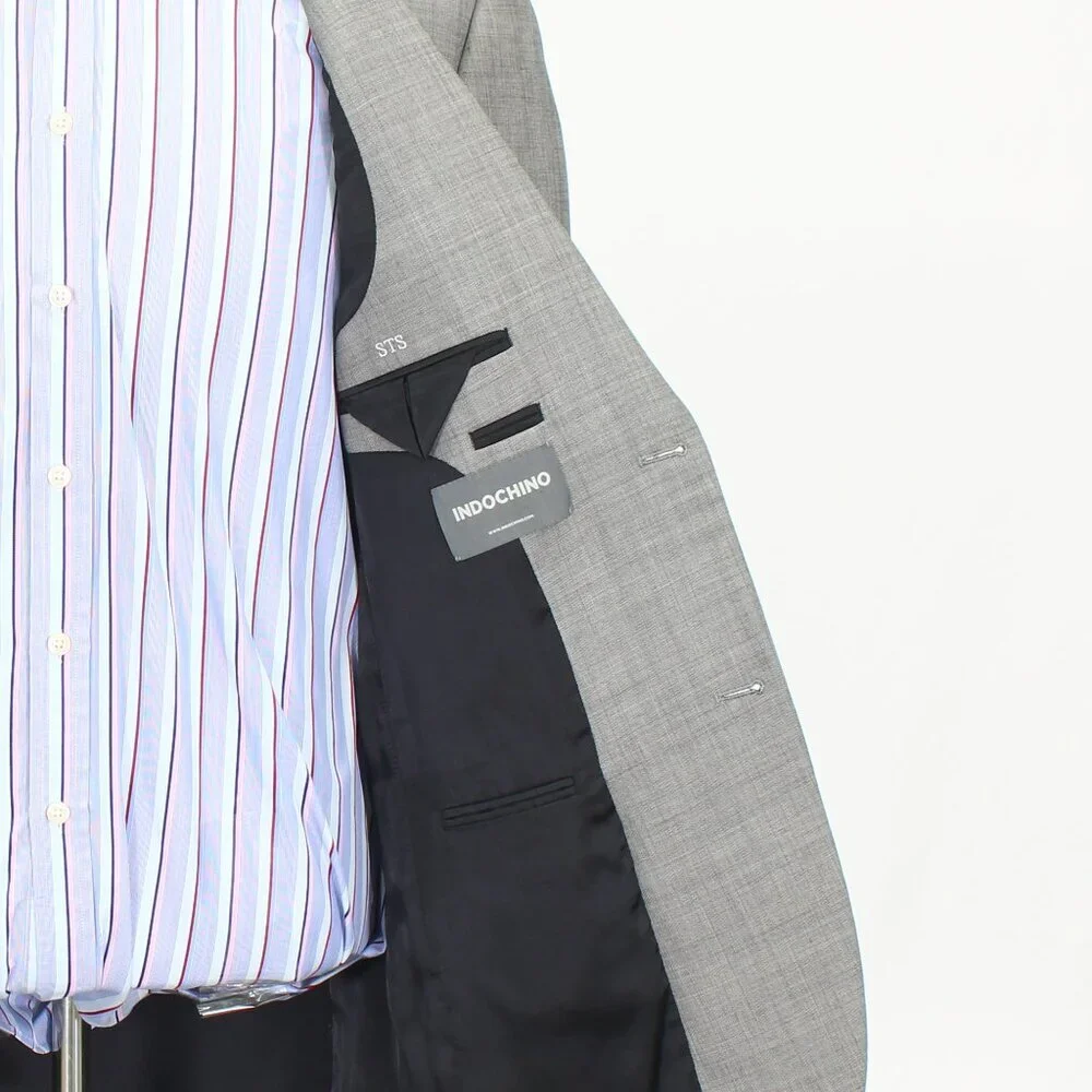 Indochino 38L Gray Solid 2-Button Sport Coat Blazer Jacket T576